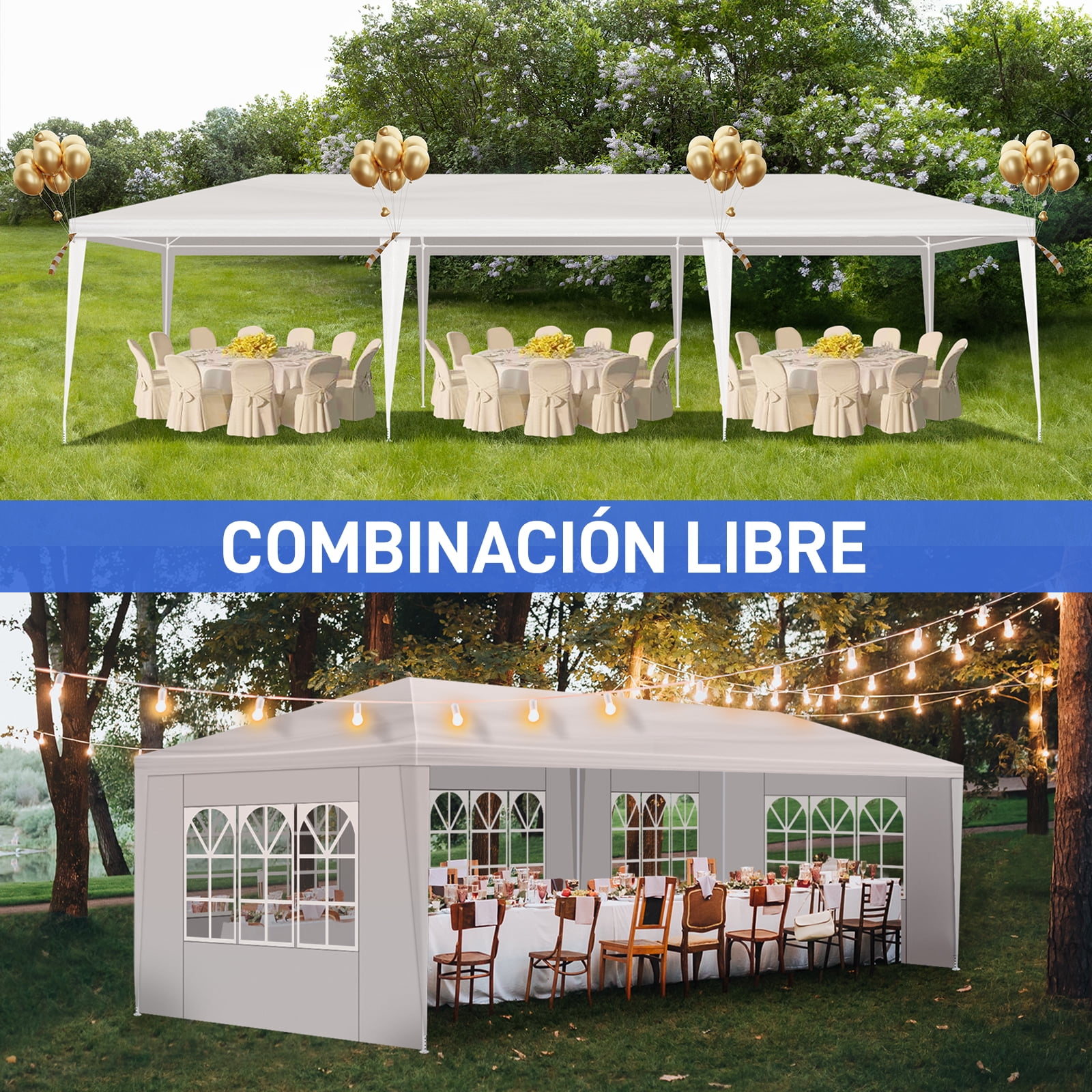 5-Sided Iron PE Cloth Spiral Pipe Pergola, 3*9m