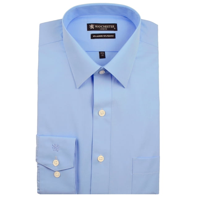 Manchester Camisa de Vestir Regular Fit Azul Claro, 16" Cuello 33" Manga Manchester 5022A
