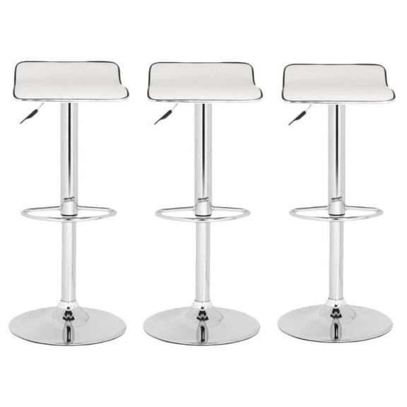 Home Square 22.4"-30.9" Chrome Steel Bar Stool in White - Set of 3