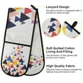 thumbnail image 2 of Yayeee Double Oven Mitt Kitchen Heat Resistant Baking 35" x7" Quilted Glove, White Abstract Triangles, 2 of 6