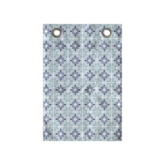 Moroccan Hanging Pocket Organizer, Repetitive Mediterranean Inspired Sea Tones Simplistic Illustration, Printed Polyester Storage Bag with Pockets, 14" x 20", Pale Teal Dark Sky Blue