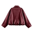 thumbnail image 6 of AVRNLIQ Womens Oversized Faux Leather Jacket Cropped Faux Leather Coat Loose Bubble Hem Outerwear for Fall Winter, 6 of 6