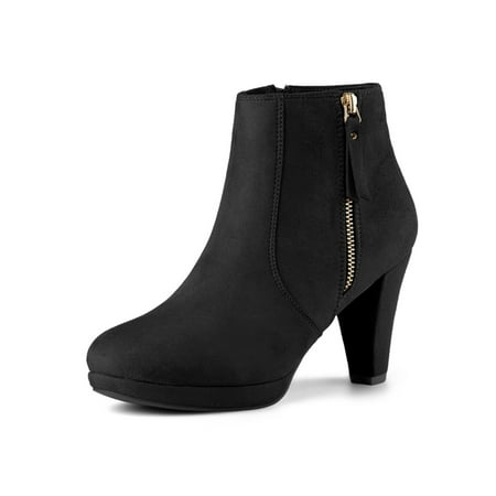 

Allegra K Women s Side Zip Low Platform Block Heel Ankle Booties