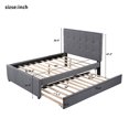 thumbnail image 6 of Trundle Beds for Kids, Full Size Linen Upholstered Platform Bed with Headboard, No Box Spring Needed, Heavy Duty Full Bed Frame with Trundle Bed, Easy Assembly, Upholstered Daybed for Boys Girls, Gray, 6 of 11