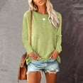 thumbnail image 2 of BKQCNKM Blouses for Women Dressy Casual Womens Blouses for Women Long Sleeve Shirts for Women Long Sleeve Crewneck Solid Color Shirts for Women, Green XXL, 2 of 4