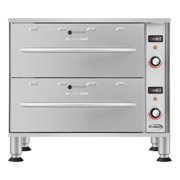 Pemberly Row Two-Drawer Commercial Free Standing Warming Drawers in Steel