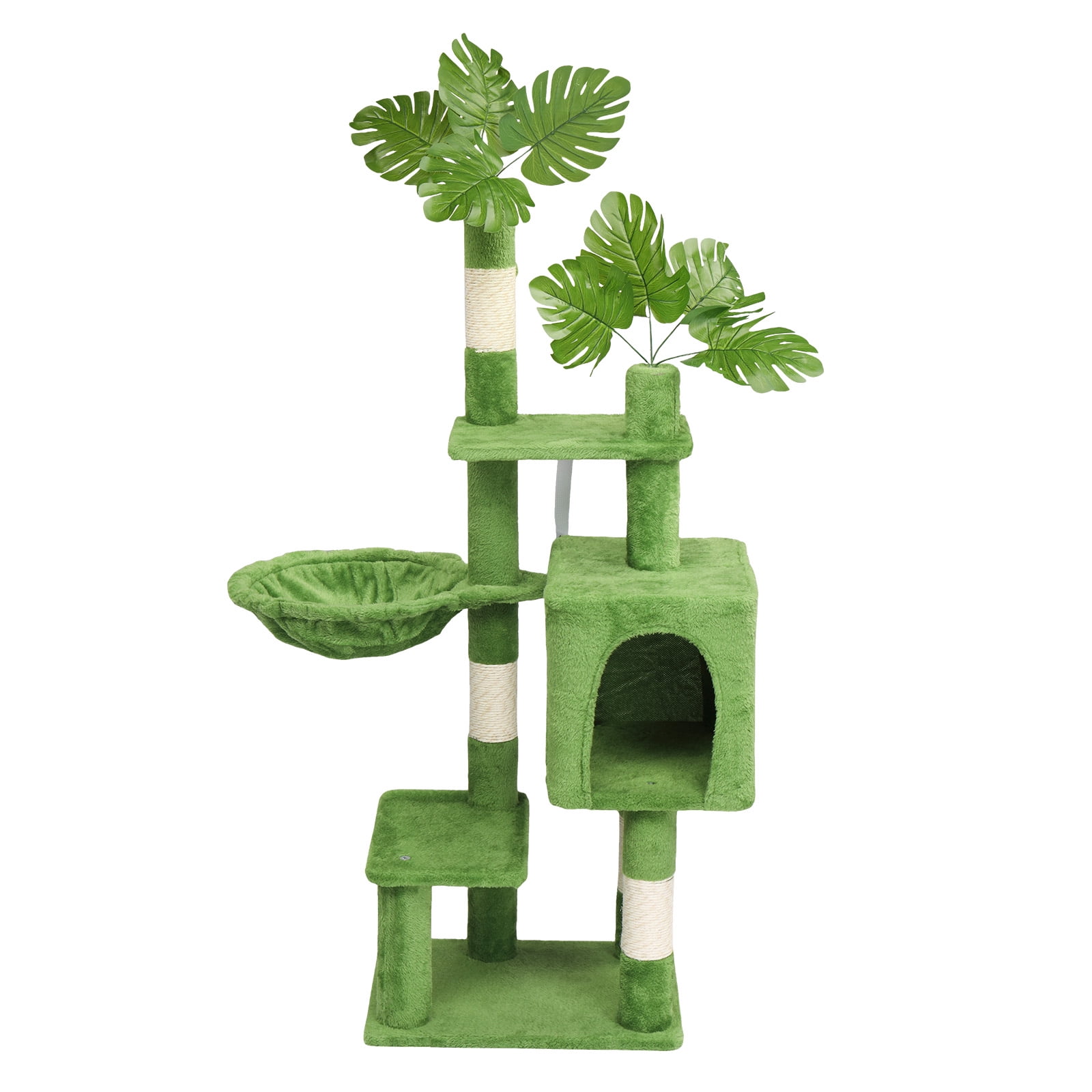 Zephypaws 48in Green Tall Cat Tree for Kittens,Cat Tower for Small Cats with Cat Scratching Post,Plush Hammock,Double Condos & Hanging Toys