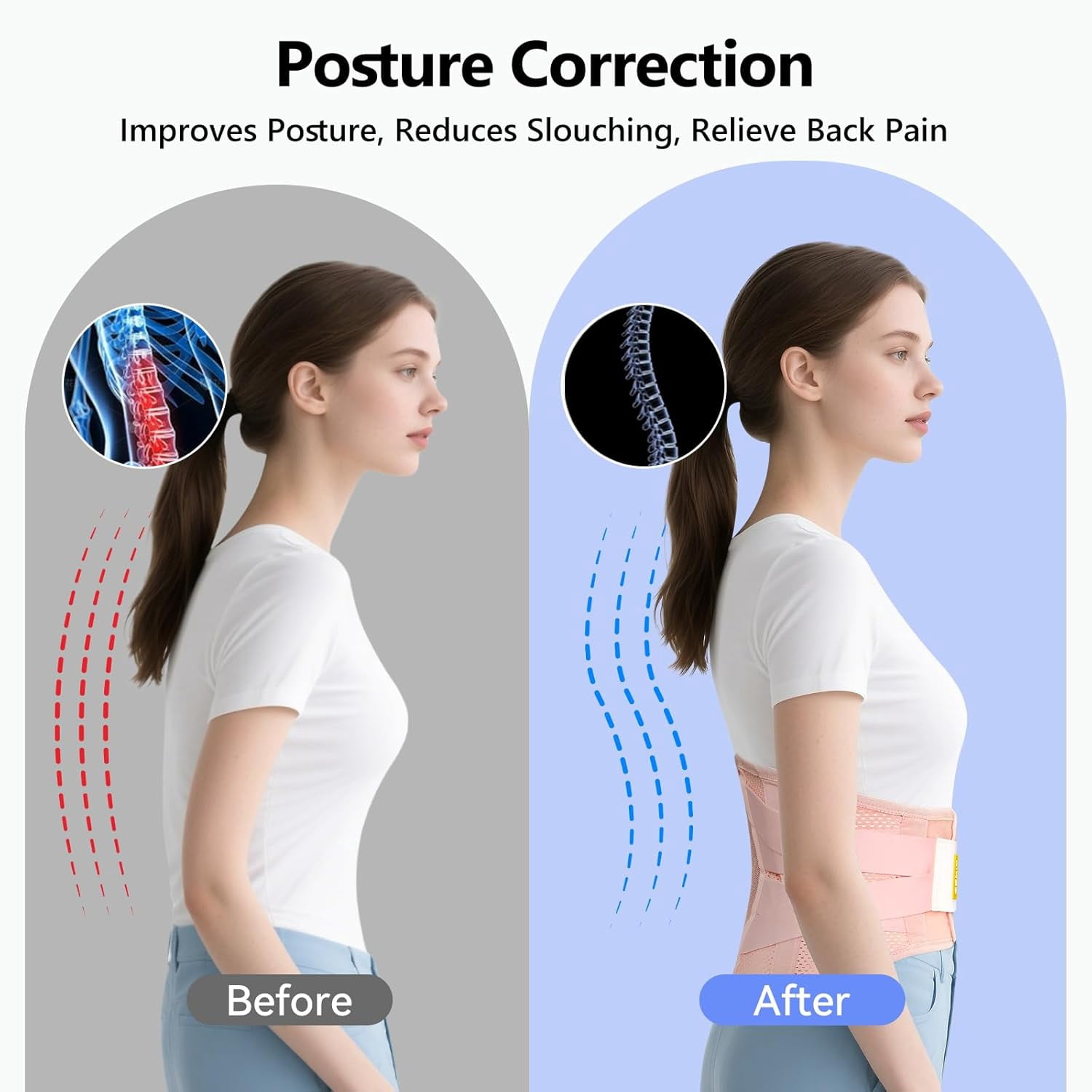 Back Support Frame for Women's Lower Back Pain Relief, Featuring a Bionic Support System Unisex Lumbar Support Belt with Breathable Mesh Design Back Support Frame for Herniated Discs, Sciatica, and S