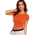 thumbnail image 3 of Women's Basic Short Sleeve Scoop Neck Crop Top, 3 of 6