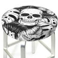 thumbnail image 3 of Fotbe Skull and palm leaves Stool Covers Round,Waterproof Round Bar Stool Covers Bar Chair Covers Washable Stool Cushion Slipcover for 12-14 Inch Chair-13 inch, 3 of 7