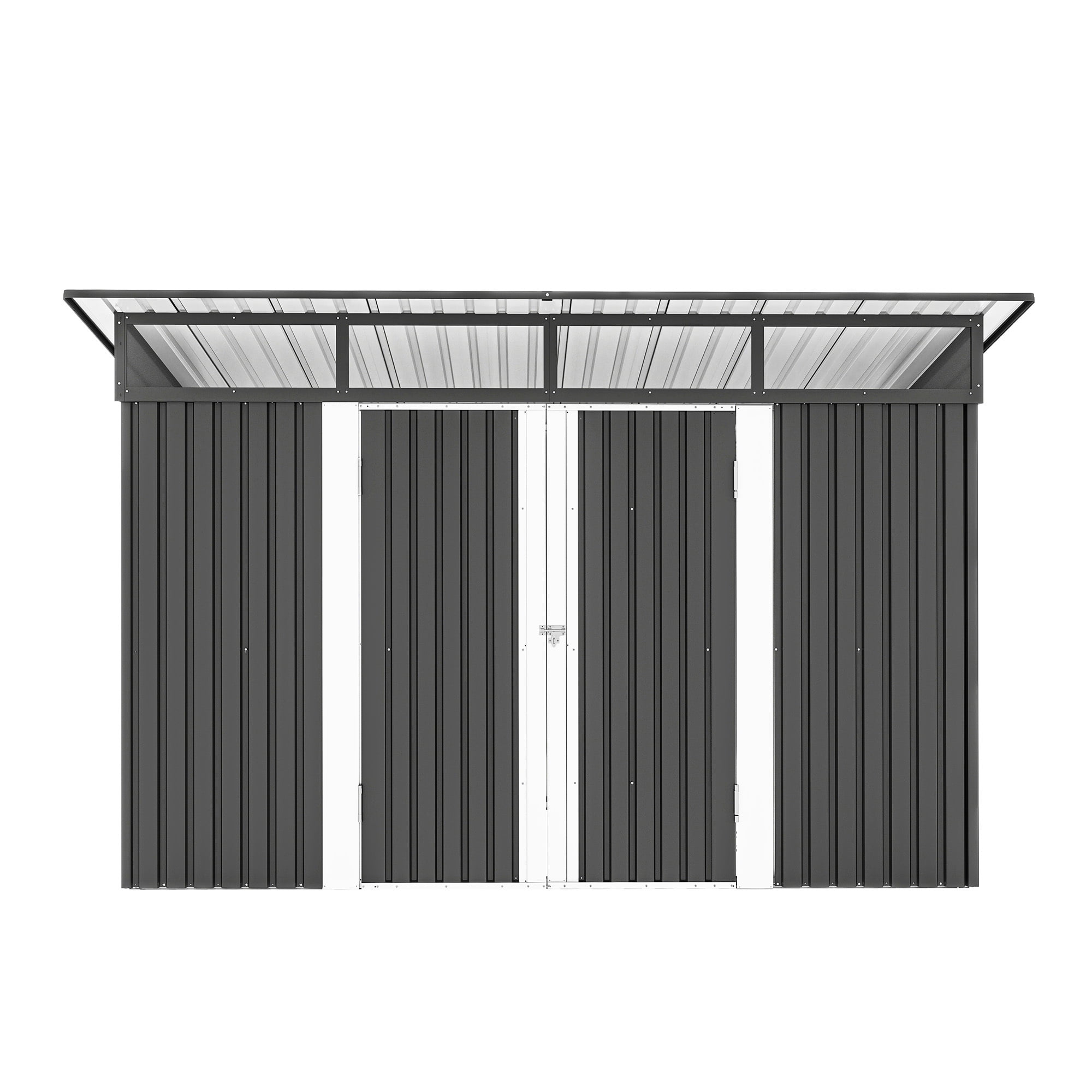 Craftian 8.5x3.2 FT Outdoor Storage Shed with Acrylic Windows, Secure Access Lock for Bike Garden Patio Dark Gray