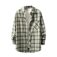 thumbnail image 2 of lulshou 2025 Plaid Shirt Men for Man Saving Men's Casual Cotton Plaid Shirts Long Sleeve Button-Down Flannel Overshirt Jacket Green-L, 2 of 3
