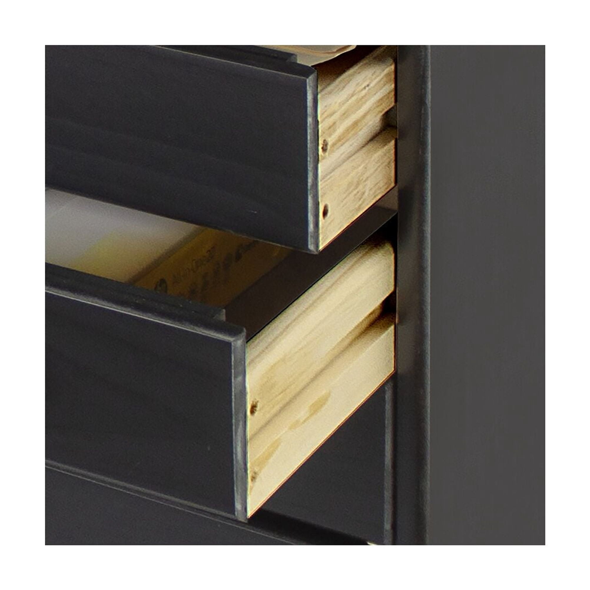 Jela Solid Wood 7 Drawer Gate Leg Roll Cart Desk in Black