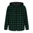 thumbnail image 4 of SYMOID Mens Green Plaid Hooded Shirt - Long Sleeve, Polyester Cotton Blend, Button-Down Front with Chest Pocket & Drawstring Hood, Sizes M-XXXL,Size 3XL, 4 of 6