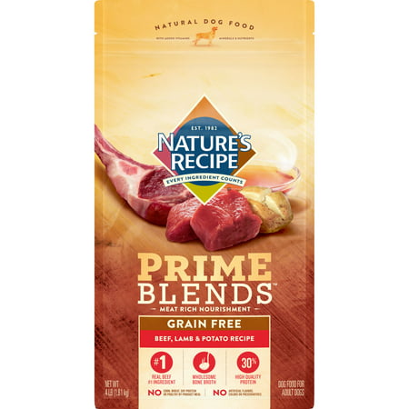 Nature's Recipe Prime Blends, Beef, Lamb, and Potato Recipe, Grain Free, Dry Dog Food, 4 Pound (Best Lamb Kebab Recipe)