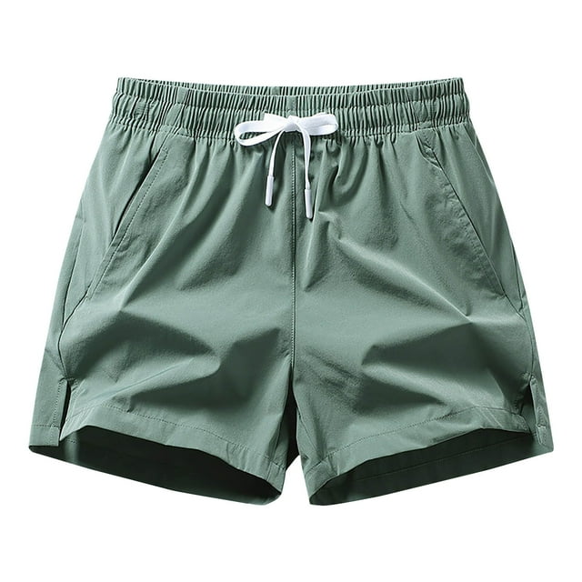Styesk Mens Shorts Men's Summer Solid Color Casual Comfortable Drawstring Pocket Elastic Waist Shorts