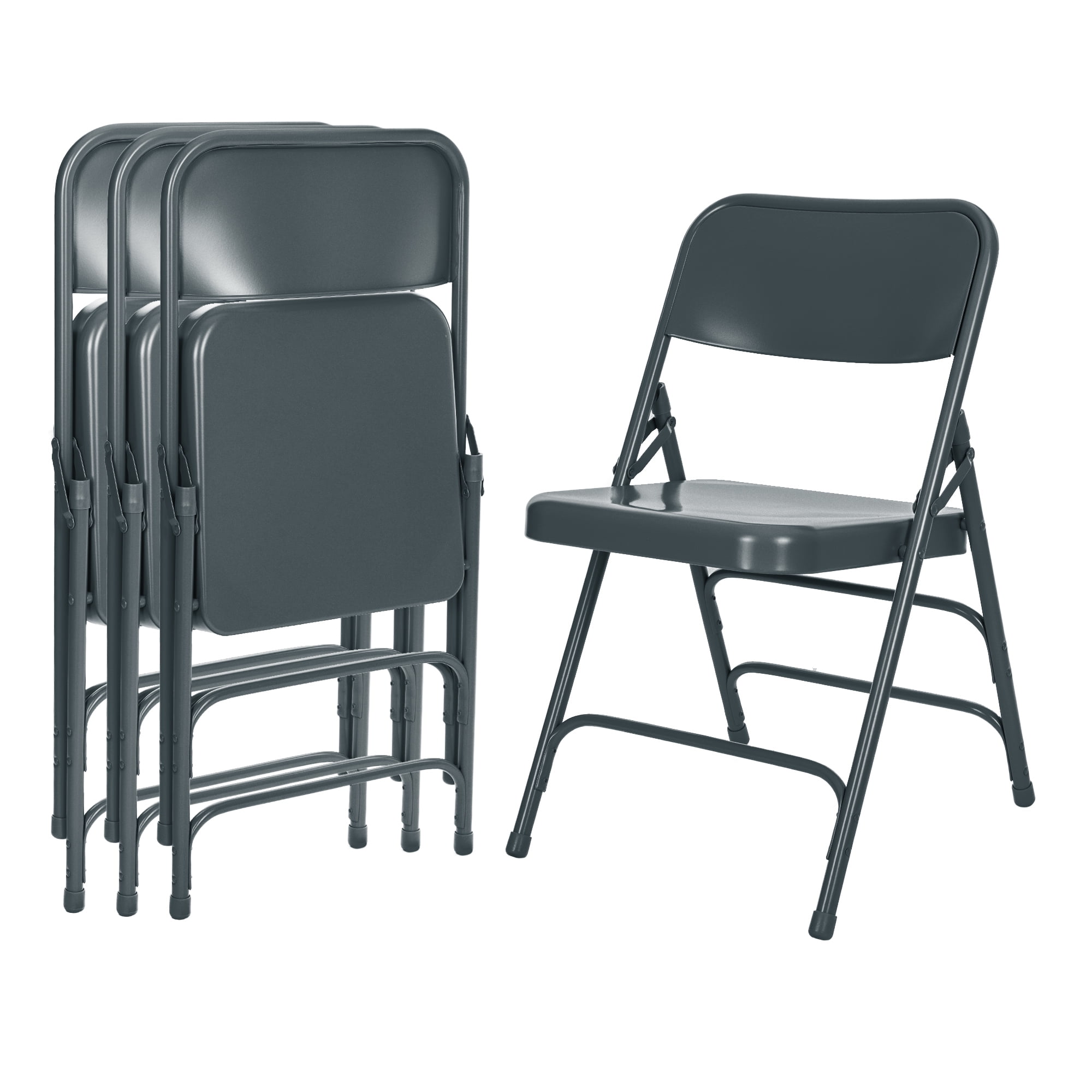 Hampden Furnishings Bernadine Collection All Metal Triple Brace Folding Chair, Blue, Pack of 4