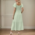 thumbnail image 4 of Maxi Dresses for Women, Square Neck Flutter Sleeve Smocked Dress with Pockets, for Various Occasions, 4 of 6