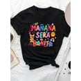 thumbnail image 1 of Women'S Cotton Crew Neck T-Shirt, Casual , Knit Fabric, Regular Length, with Alphabet Pattern, for Summer Tee, 1 of 5