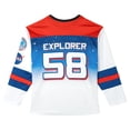 thumbnail image 2 of Funstuff Space Astronaut Mesh Hockey Jersey Long Sleeve T-Shirt Colorblock Toddler to Big Kid, 2 of 3