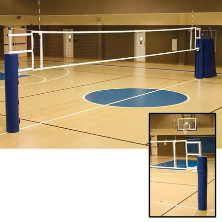 Alumagoal UTS Complete Volleyball System with Judge Stand and Pole Pads - Black