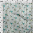 thumbnail image 2 of oneOone Silk Tabby Turquoise Blue Fabric Stripe|Leaves & Floral Artistic Sewing Material Print Fabric By The Yard 42 Inch Wide, 2 of 4