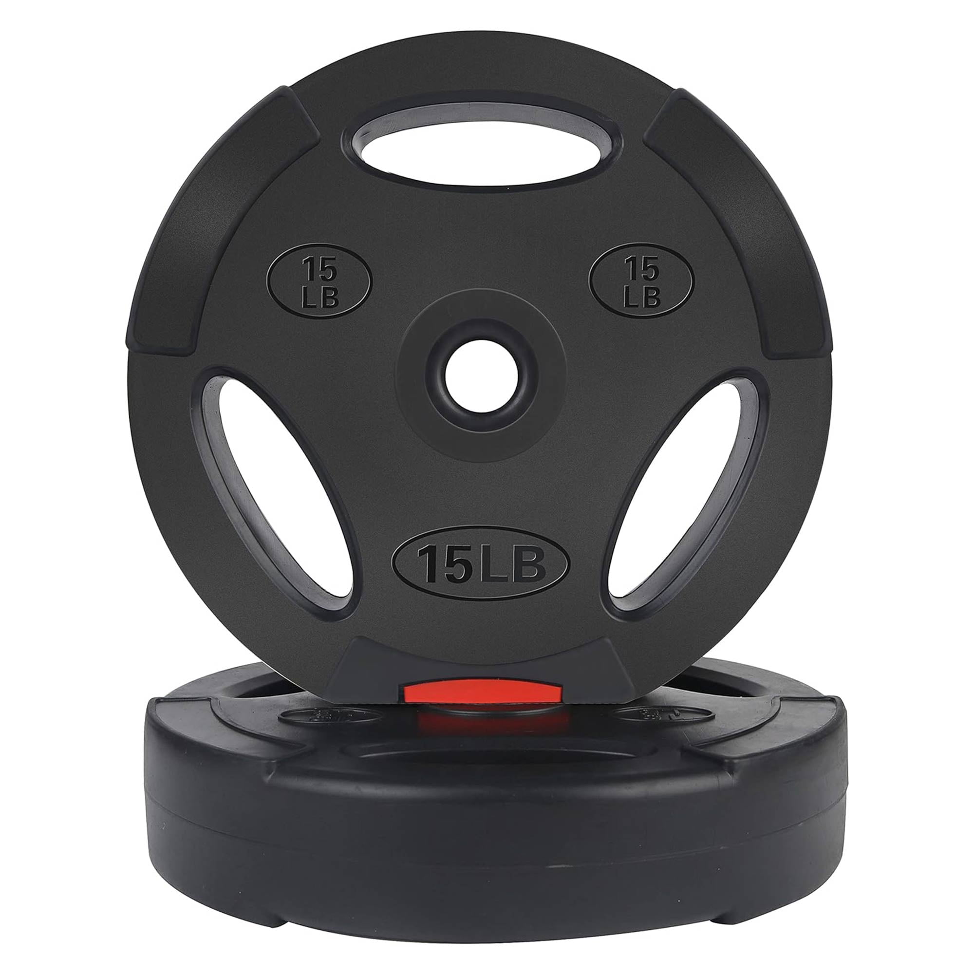 Open Box Signature Fitness Standard 15lb Coded Olympic Weight Plate, Black(2pc)