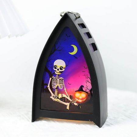 

Luminous Halloween Ornaments Hanging Sculpture for Home Office Desktop Decor Lightweight Hanging Sculpture Creative Ornament for Home Decoration Luminous House Shape Ornament Plastic Skeleton Lamp