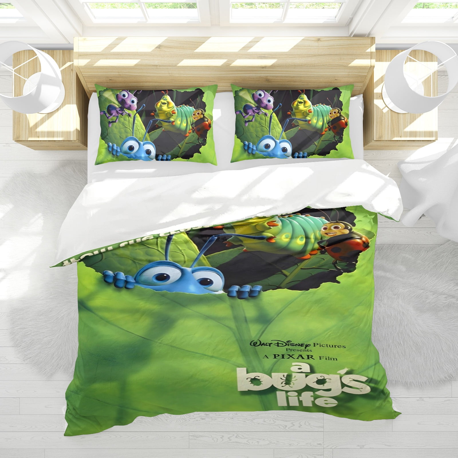 3 Piece Bedding Set For A Bug's Life Comforter Cover Set Cute Duvet Cover Sets Super Soft Teens Bedding Set Kids Bedroom Gifts,1 Duvet Cover with 2 Pillowcases Twin