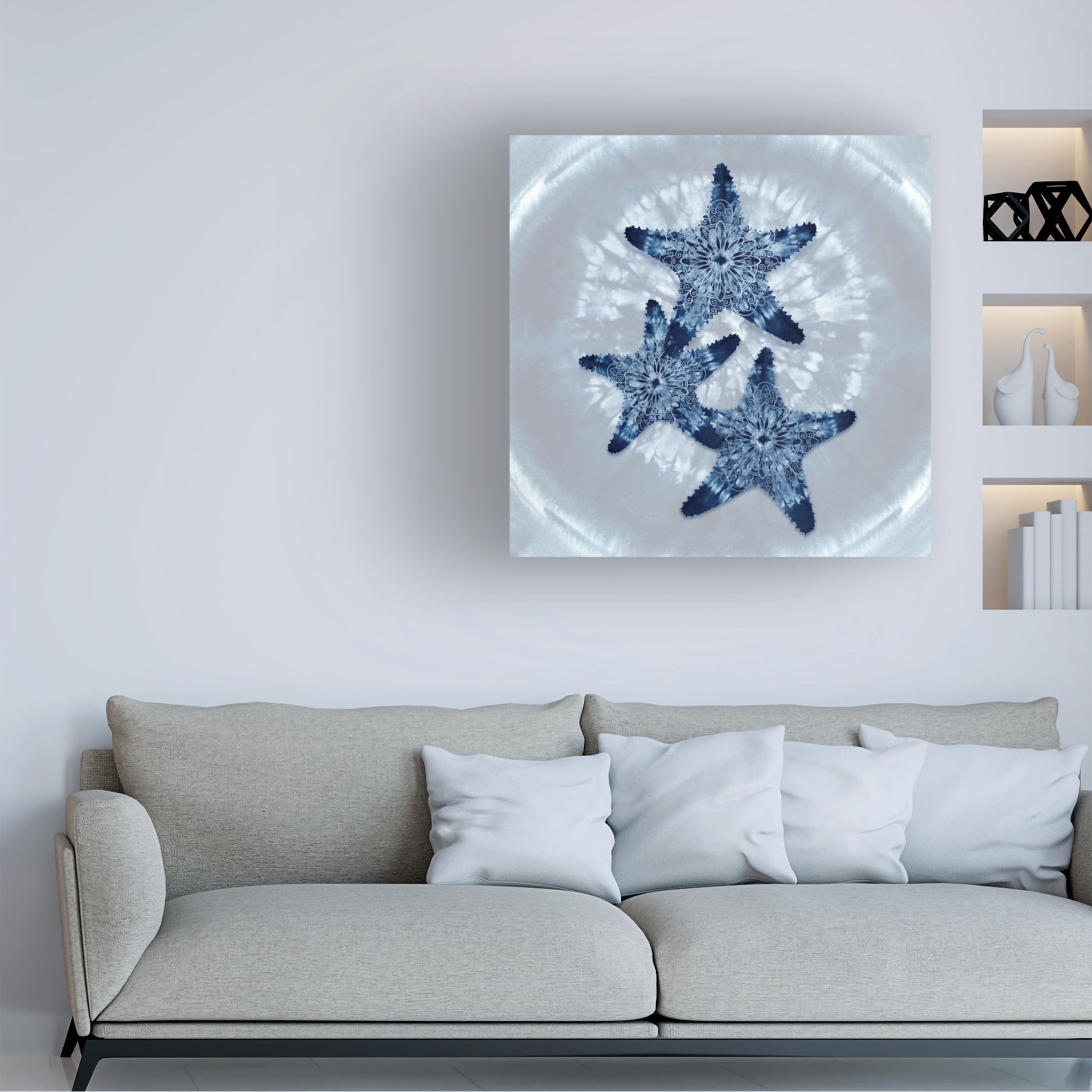 Canvas Wall Art - Tina Lavoie 'Three Starfish Mandala' Wall Art for Living Room, Bedroom, or Office Décor by Trademark Fine Art - 24 x 24 Inches