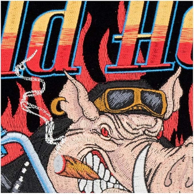 Wild Hog Biker & Flames Patch, Large Size