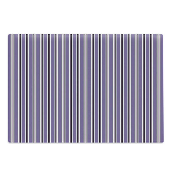 Geometric Cutting Board, Vertical Striped Pattern in Lavender Tones Geometric Classic Design, Decorative Tempered Glass Cutting and Serving Board, Large Size, Lavender Black White, by Ambesonne