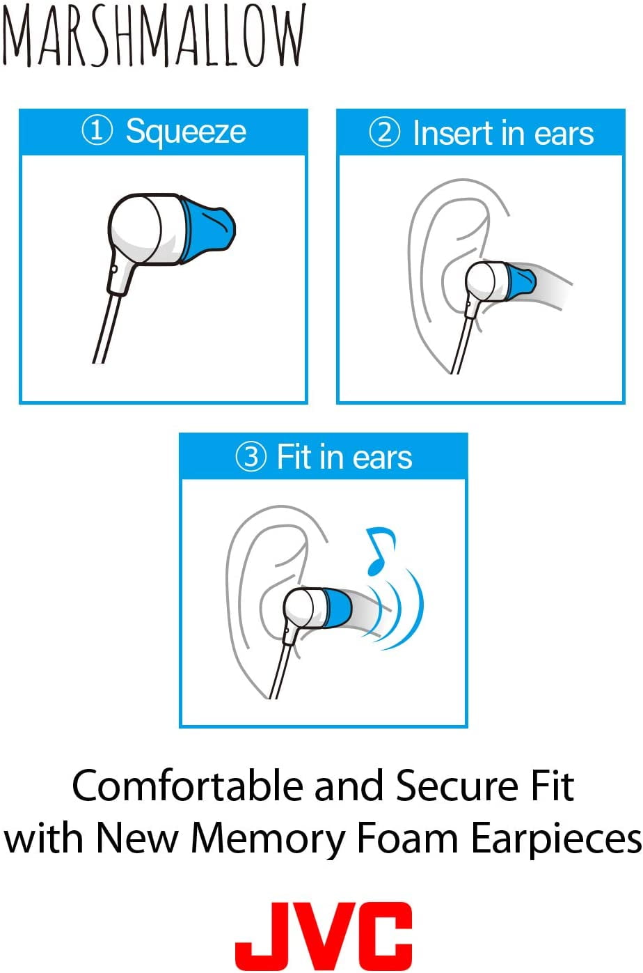 JVC Memory Foam Earbud Marshmallow with Mic Violet HAFX38V