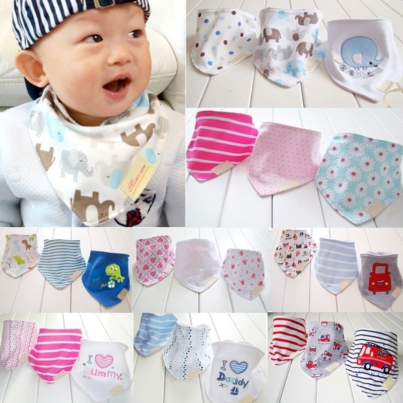 Newborn Baby Girl Boy Saliva Towel Triangle Head Scarf Bandana Kids Feeding Bibs