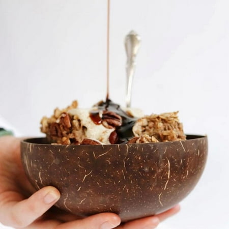 

Natural Coconut Shell Bowl Dessert Fruit Salad Tableware Bowl Spoon Fork