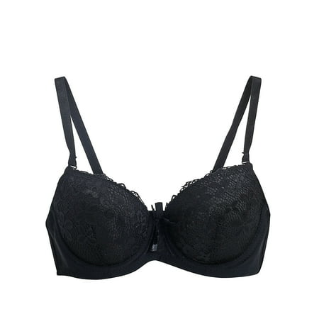YEYLANERS Bras for Women Wirefree Full Coverage Womens Lace Bandeau Bra Wireless Spaghetti Straps Sexy Comfy High Support Bralettes No Sponge Push Up BrassiereBlackS