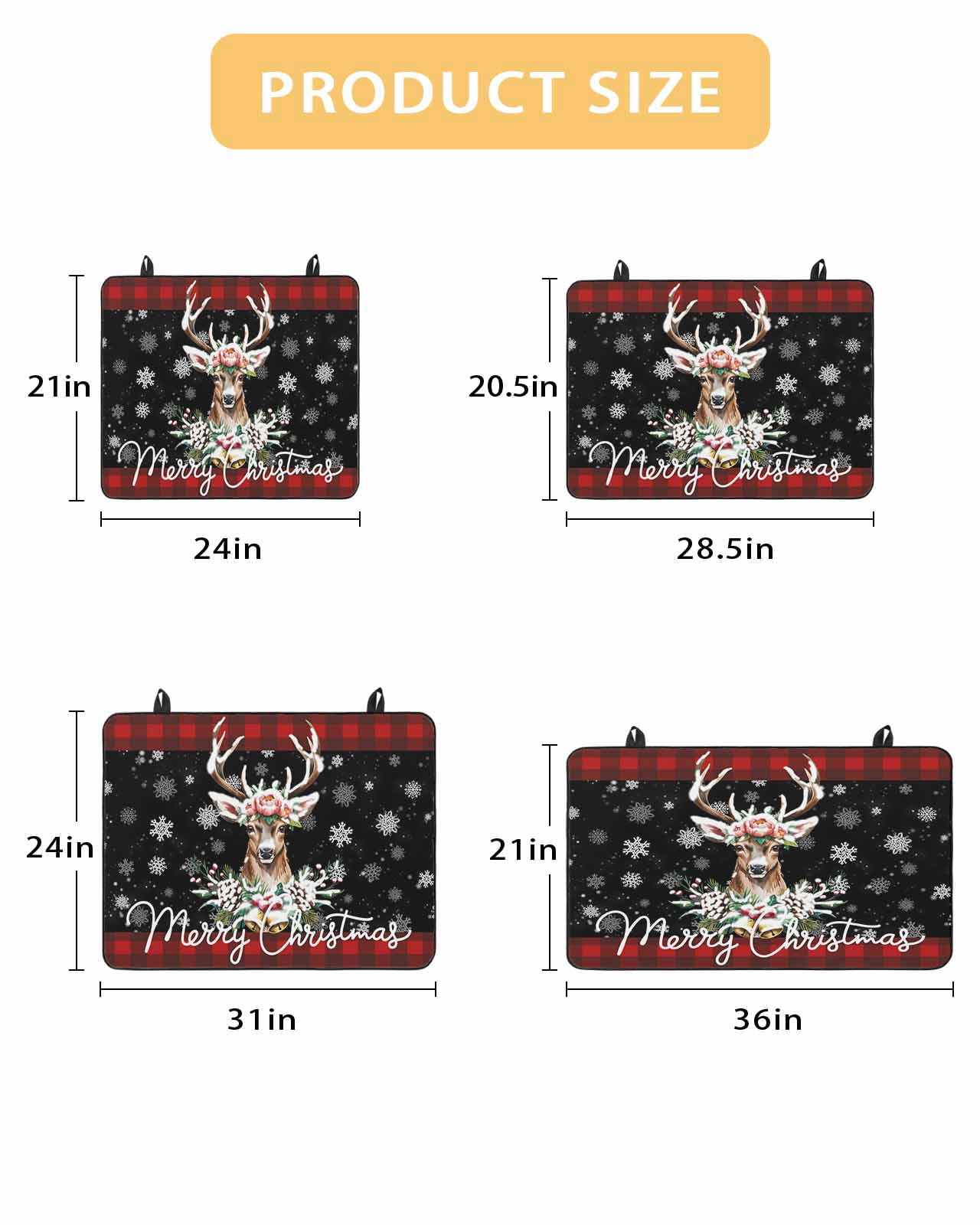 Large Induction Cooktop Protector Mat Christmas Stove Top Covers for Electric Stove, Winter Elk Berry Leaves Needle Snowflake Plaid Decorative Stove Burner Cover Mats, Glass Top Stove Cover