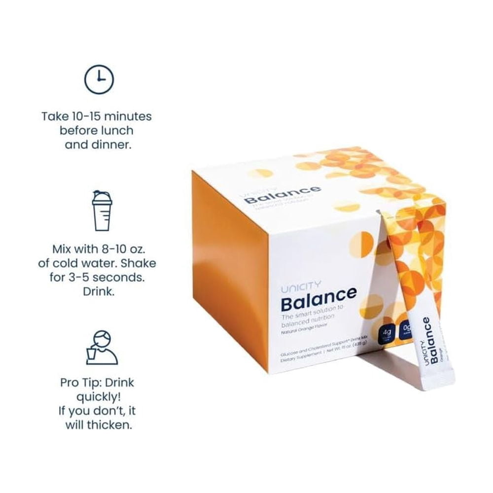 Unicity Drink Mix Duo Pack, Orange Balance & Lemon Unimate, 60 Sachets Total (2 Boxes x 30), Fiber & Citrus Beverage Powder, Low Calorie Daily Drink Mix, Travel Friendly for Men & Women