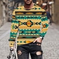 thumbnail image 1 of Styesk Chemises pour Hommes Homme Mode Décontractée Imprimé Col Rond Manches Longues Chandail Imprimé Blouse, 1 of 5