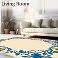 thumbnail image 2 of ODIKA 8'x10' Machine Washable Non-Slip Area Rug, Ethereal Petals Trellis Nostalgic Treasured Jewel Framework High Traffic Rug, Blue, 581108, 2 of 7