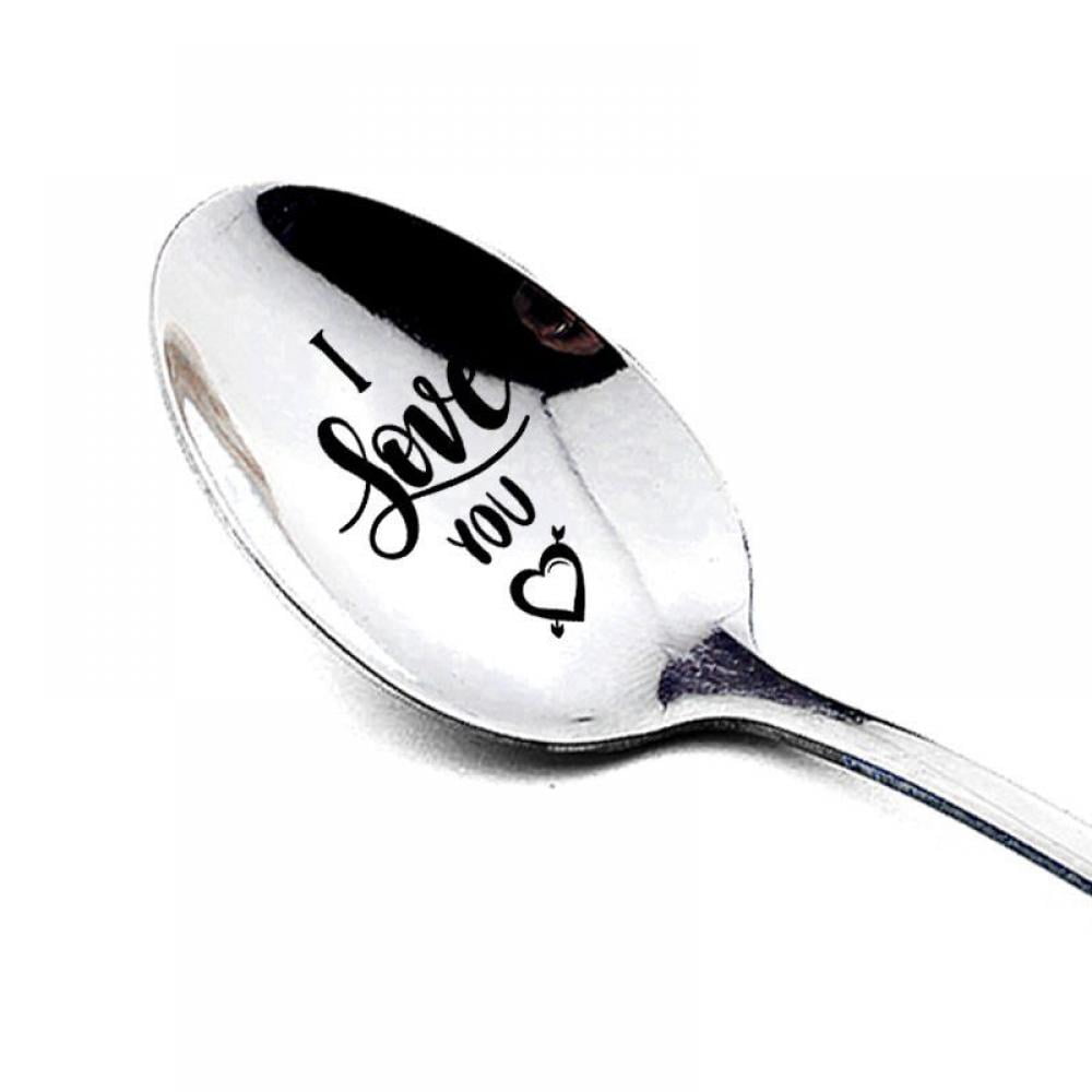 Lovegab Long Handle Engraved Spoon Stainless Steel Coffee Spoon Lovers Gift for Friend Valentine