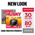 thumbnail image 3 of (2 pack) Husky 30 Gallon Large Drawstring Trash Bags, 80 Bags, 3 of 11
