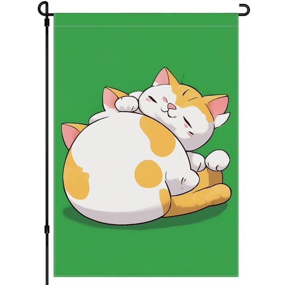 Love Cat Outdoor Garden Flag, Versatile Cute Cat Back Yard Decor Washable Kitten Cartoon Style Chic Garden Flag Decoration for Lawn Home Outdoor Front Door Backyard, 28x40inch
