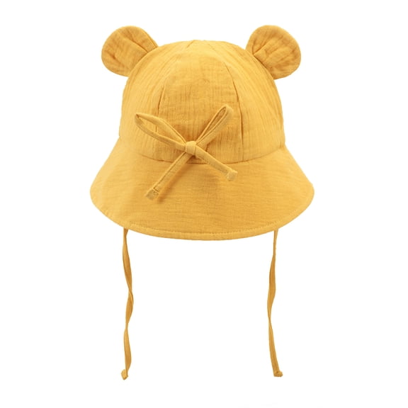 jobturf Cute Bucket Hats for Girls Wide Brim UV Protection Sun Hat Adjustable Chin Strap Cotton Summer Hats Beach Essentials Size 1-3 Years
