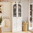 thumbnail image 6 of 80-Inch Tall White Arched Bookcase with Glass Doors, 6-Tier Wooden Pantry and Storage Cabinet, Seamless Fit Wall for Home Office and Living Room, 6 of 9