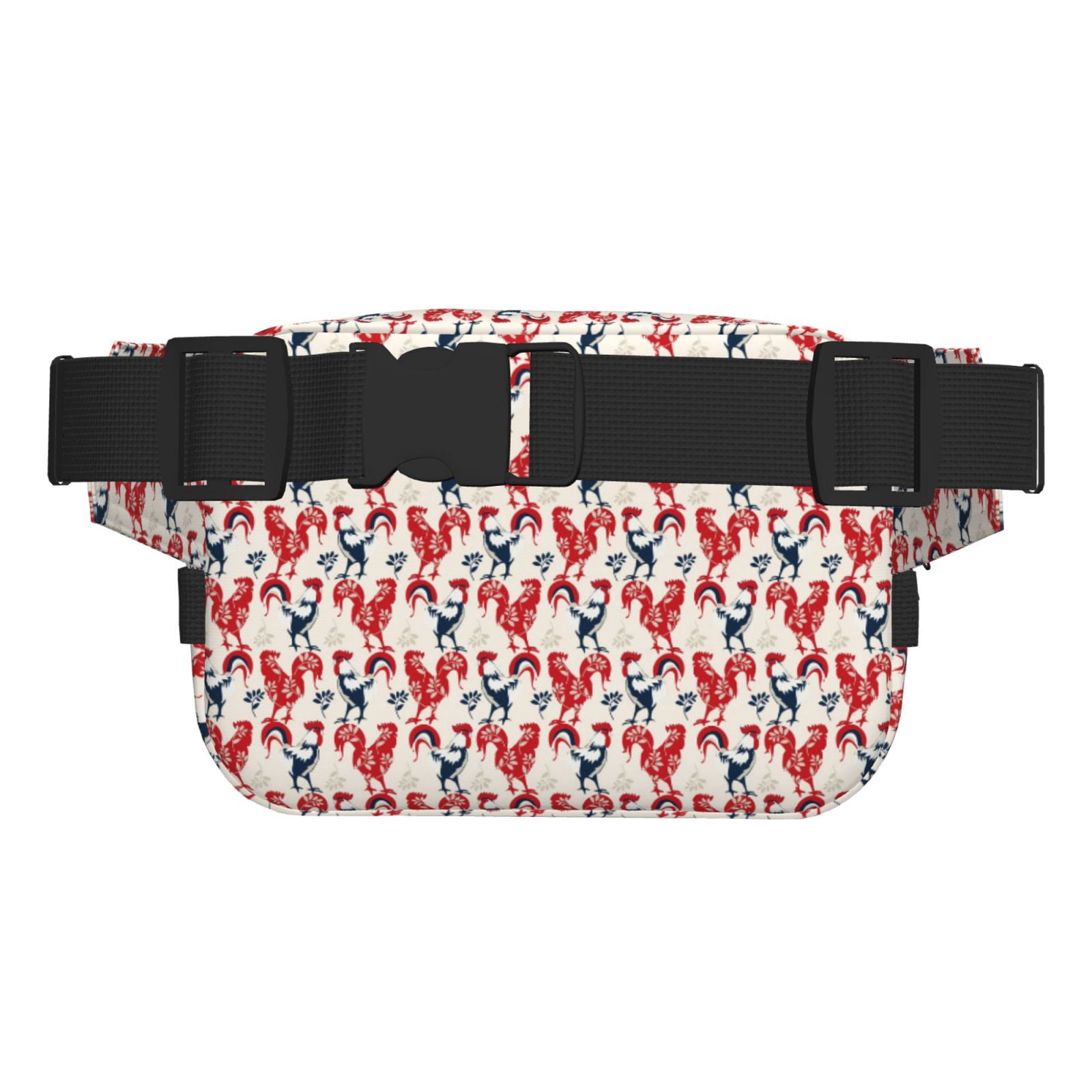 Picia Roosters Print Square Double-Layer Waist Bag Mini Adjustable Waist Belt Bag Exercise Running Travel Hiking