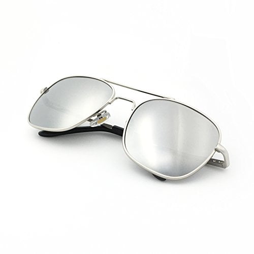 Silver Polarized Premium Military Style Classic Aviator Sunglasses 100% UV protection … 
