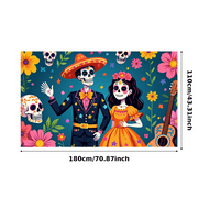 Floral Design Day of the Dead Skeleton Banner Cultural Theme Celebration Decor for Festival Party Decoration Event