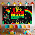 thumbnail image 2 of Vibrant Colorful Black History Month Themed Banner with Raised Fists African Map and Rainbow Elements Backdrop Decor for Community Gatherings Educational Events Cultural Celebrations Party Decors, 2 of 8