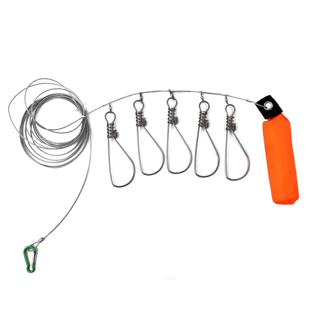 Angler 5 Hook Cylinder Float Fish Fishing Stringer Lock Rope 5 Meters